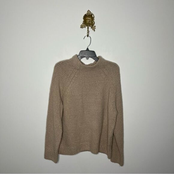 Vince Sweaters - Vince Funnel Neck Chunky Wool Blend Sweater In Burlap M